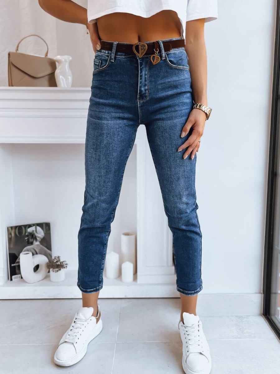 Odziez Damska Dstreet Jeansy Mom Fit | Spodnie Damskie Jeansowe Mom Fit Detroid Ciemnoniebieskie Dstreet