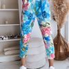 Odziez Damska Dstreet Spodnie Casual | Spodnie Damskie Flower Garden Turkusowe Dstreet