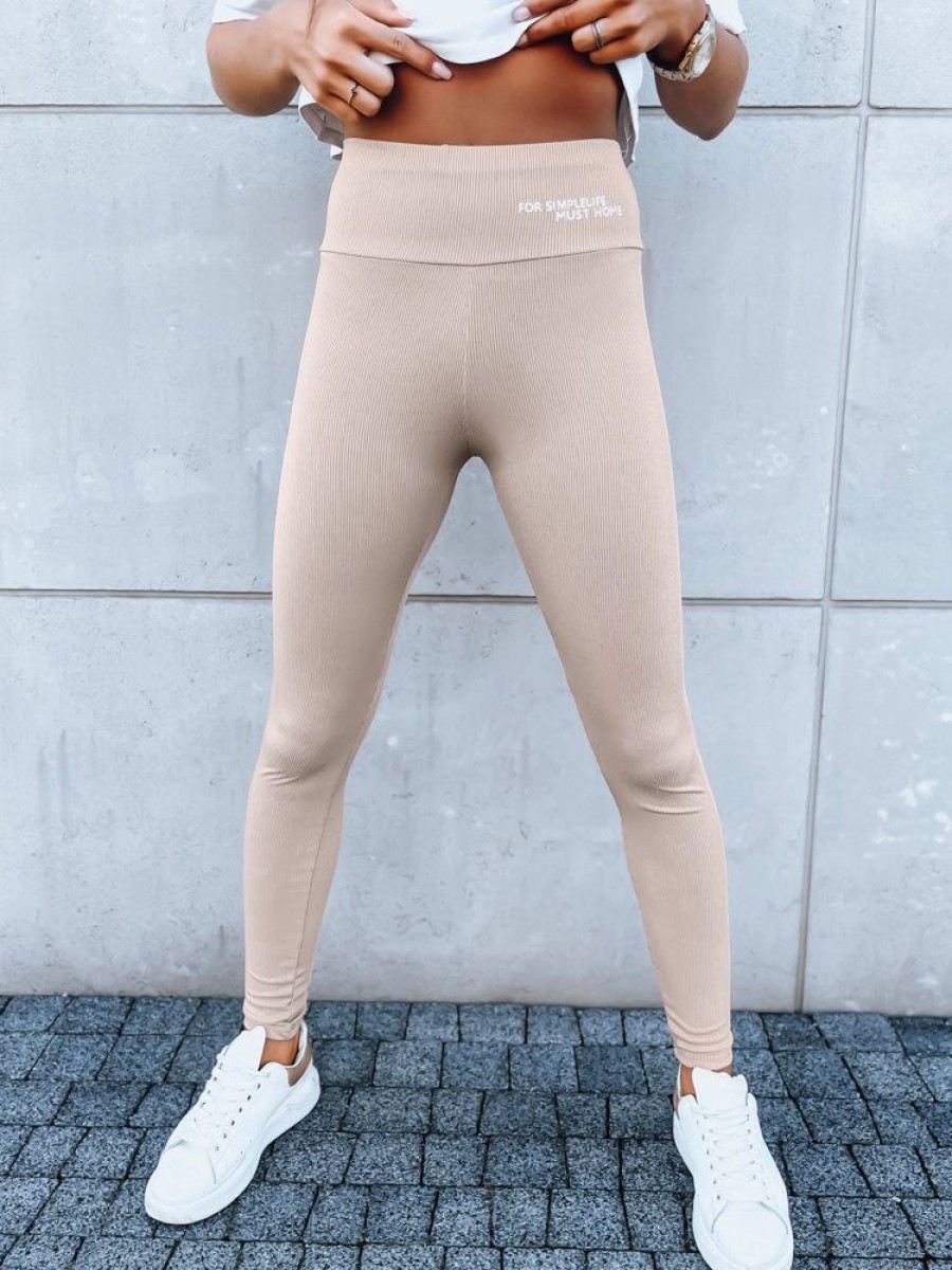 Odziez Damska Dstreet Legginsy | Legginsy Damskie Sportowe Simple Life Kamelowe Dstreet