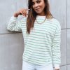 Odziez Damska Dstreet Bluzy Oversize | Bluza Damska Nimfadora W Bialo-Zielone Paski Dstreet