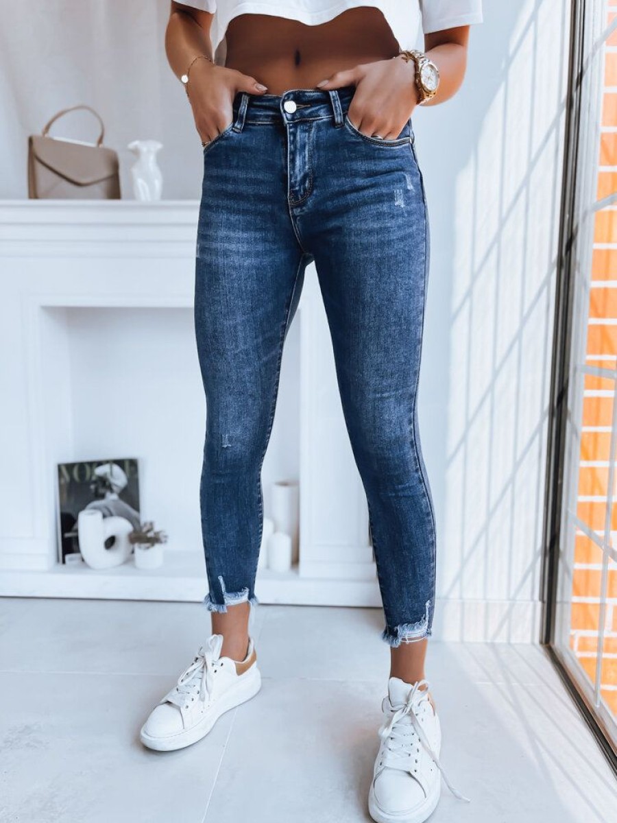 Odziez Damska Dstreet Jeansy Skinny | Spodnie Damskie Jeansowe Pines Ciemnoniebieskie Dstreet