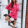 Odziez Damska Dstreet Bluzy Dlugie | Bluza Z Kapturem Invis Rozowa Dstreet