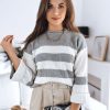 Odziez Damska Dstreet Swetry Dlugie | Sweter Damski Amelia Szaro-Bialy Dstreet