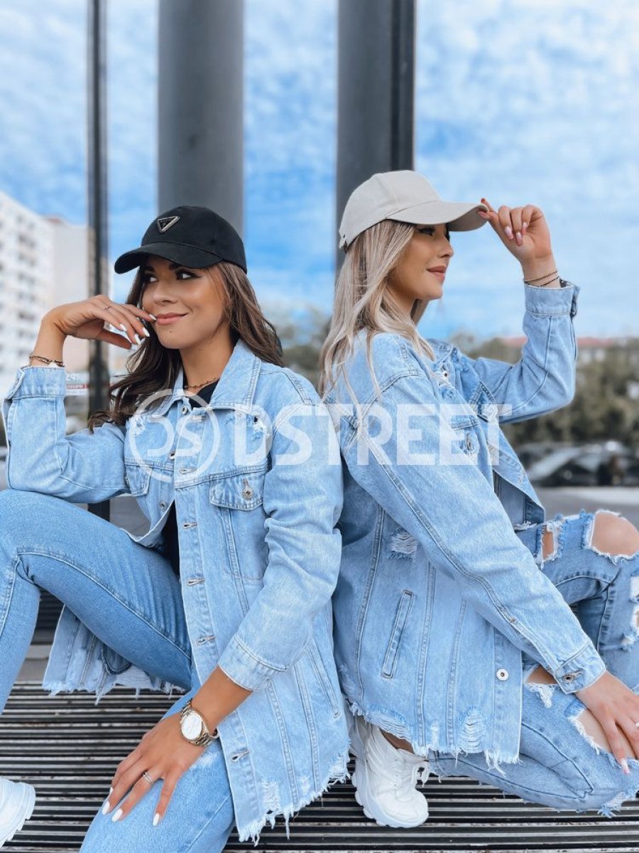 Odziez Damska Dstreet Kurtki Przejsciowe | Jeansowa Kurtka Damska Oversize Mary Ann Niebieska Dstreet