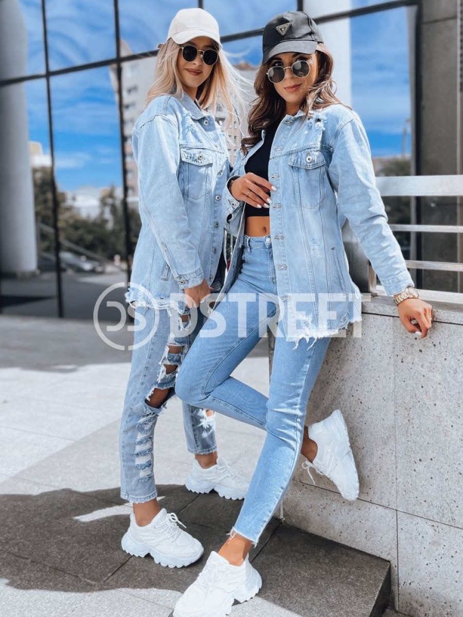 Odziez Damska Dstreet Kurtki Przejsciowe | Jeansowa Kurtka Damska Oversize Mary Ann Niebieska Dstreet