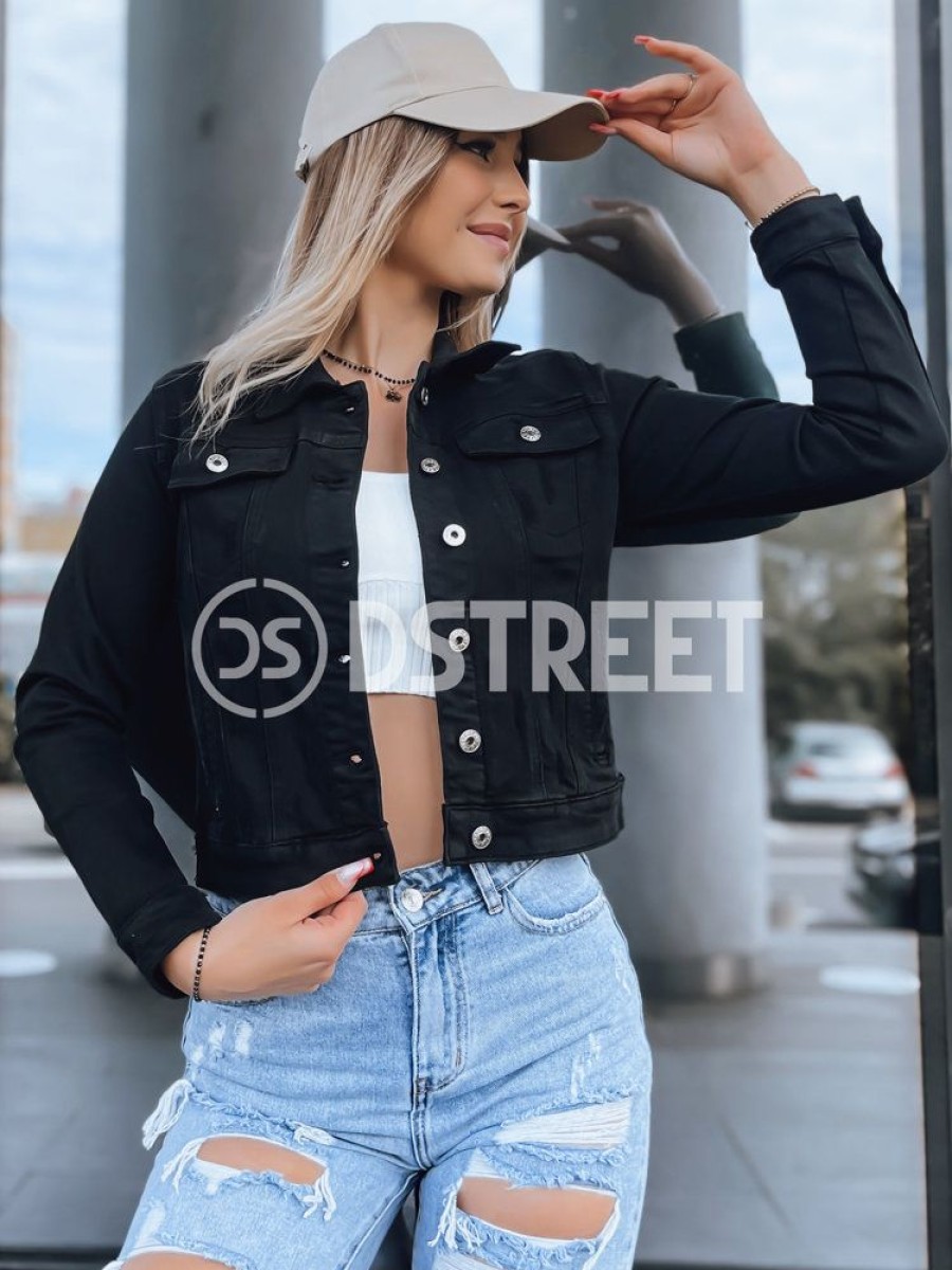 Odziez Damska Dstreet Kurtki Przejsciowe | Jeansowa Kurtka Damska Celestialchic Czarna Dstreet