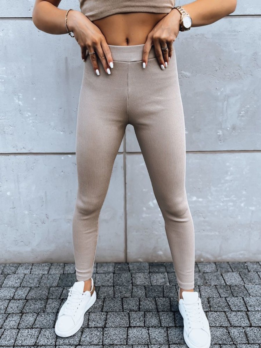 Odziez Damska Dstreet Legginsy | Spodnie Damskie Legginsy Olive Branch Bezowe Dstreet