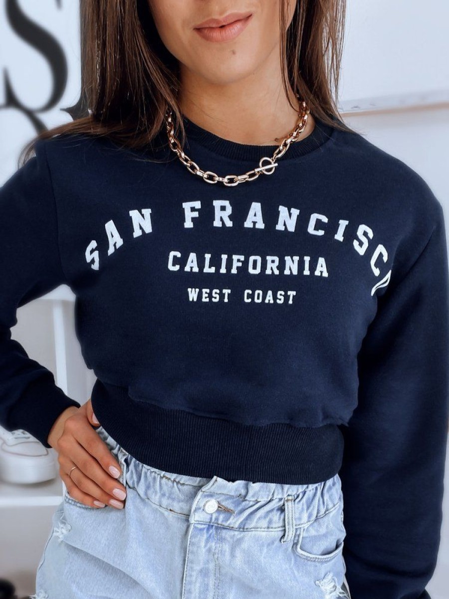 Odziez Damska Dstreet Bluzy Bez Kaptura | Bluza Damska San Francisco Granatowa Dstreet