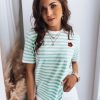 Odziez Damska Dstreet T-Shirty Basic | T-Shirt Damski W Paski Ella Rose Bialy Dstreet