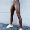 Odziez Damska Dstreet Legginsy | Legginsy Damskie Woskowane Jewels Brazowe Dstreet