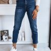 Odziez Damska Dstreet Jeansy Regular Fit | Spodnie Damskie Jeansowe Mom Fit Cozy Ciemnoniebieskie Dstreet