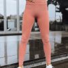 Odziez Damska Dstreet Legginsy | Prazkowane Legginsy Damskie Look At Me Bezowe Dstreet