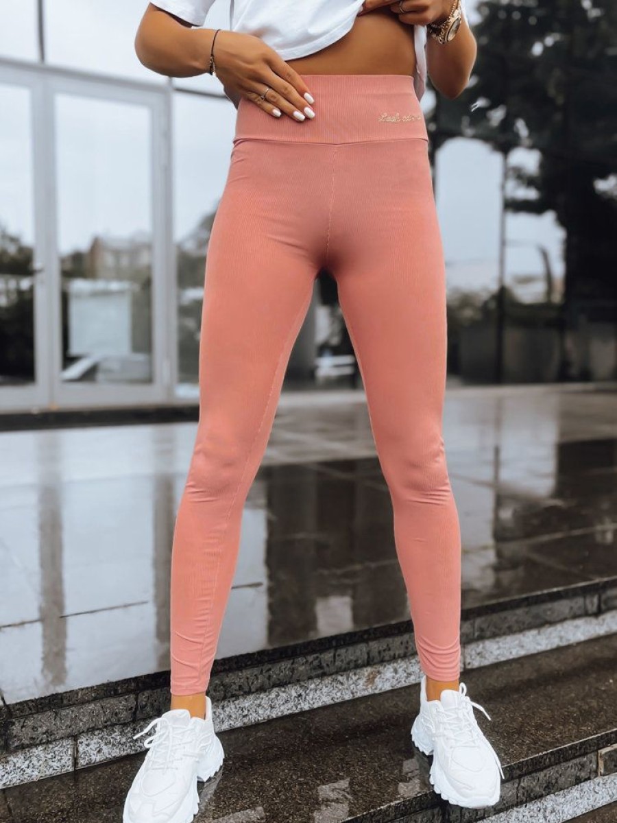 Odziez Damska Dstreet Legginsy | Prazkowane Legginsy Damskie Look At Me Bezowe Dstreet