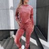 Odziez Damska Dstreet | Rozowy Dres Welurowy Damski Vogue Velour Dstreet