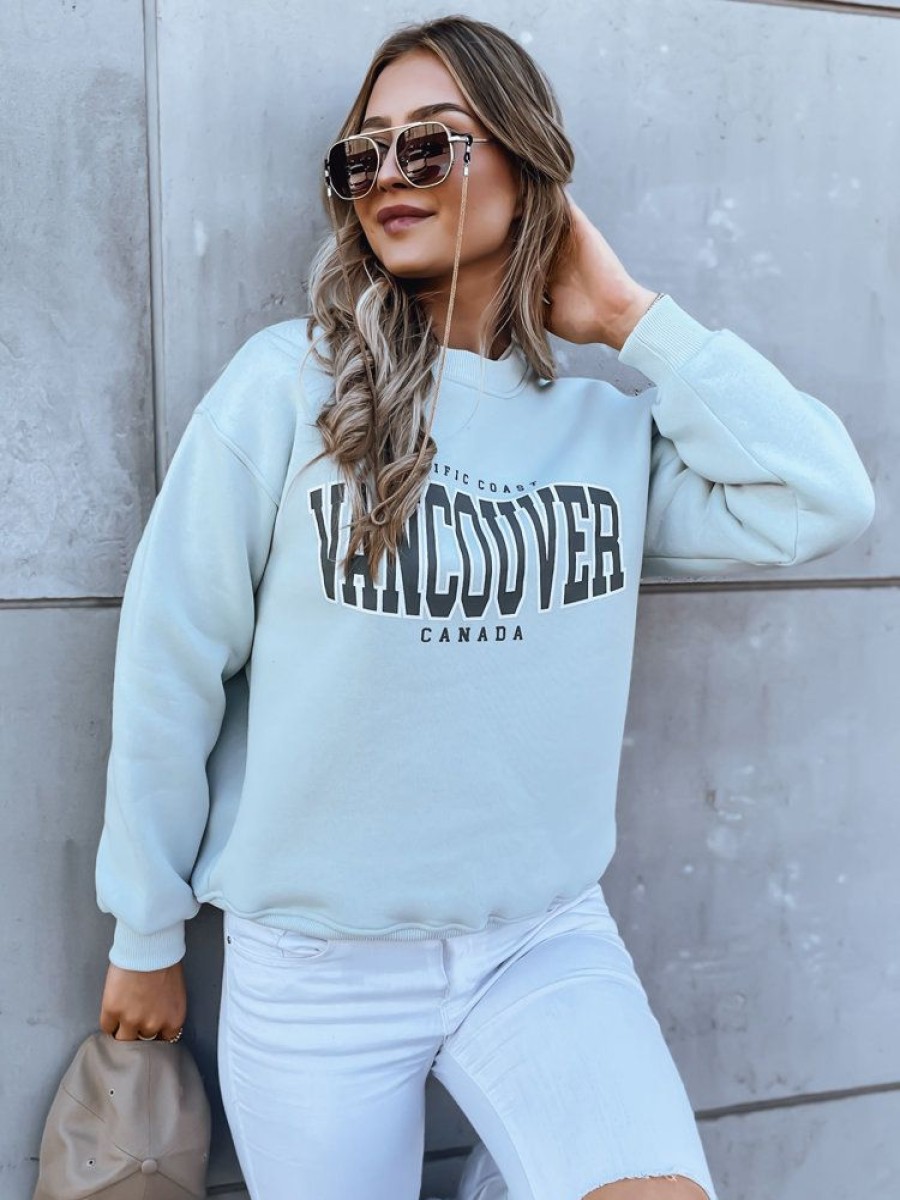 Odziez Damska Dstreet Bluzy Oversize | Bluza Damska Bez Kaptura Vancouver Mietowa Dstreet