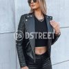 Odziez Damska Dstreet Kurtki Przejsciowe | Kurtka Jesienna Damska Skorzana Biker Hard Angel Czarna Dstreet