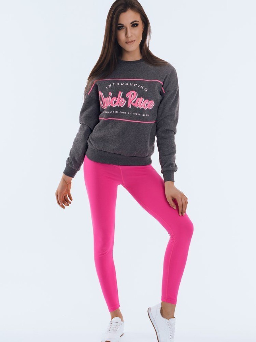 Odziez Damska Dstreet Bluzy Dresowe | Bluza Damska Dresowa Race Ciemnoszara Dstreet