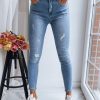 Odziez Damska Dstreet Jeansy Z Dziurami | Spodnie Damskie Blue Jeans Niebieskie Dstreet